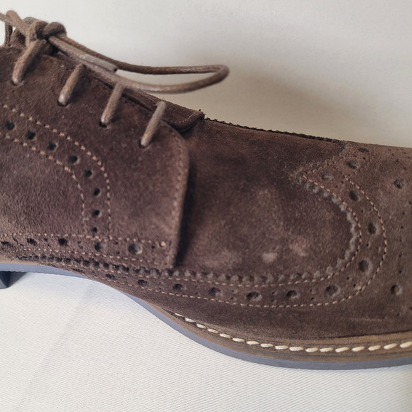 Otisopse Men's Italian Made Oxfords Leather Suede Shoes Brown US 12 - EU 45 - Picture 16 of 16